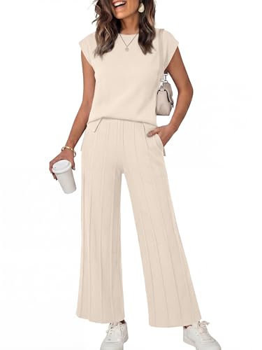 ANRABESS Women 2 Piece Lounge Sets Summer Casual Knit Sweater Vest...