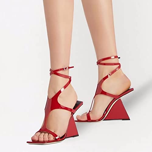 Sandales plate-forme de talon pompes peep toe de cheville chaussures d'été - 4