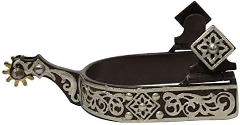 Showman Brown Steel Spurs w/Engraved Silver Scrolling