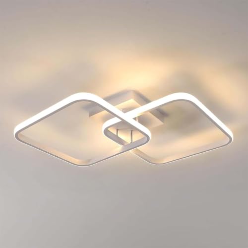 Image of 50W Ceiling Light Modern LED Acrylic Square Ceiling Lamp, Large 3000K Warm White Light Lighting Fixtures for Living Room Bedroom Kitchen Study Office, 59CM