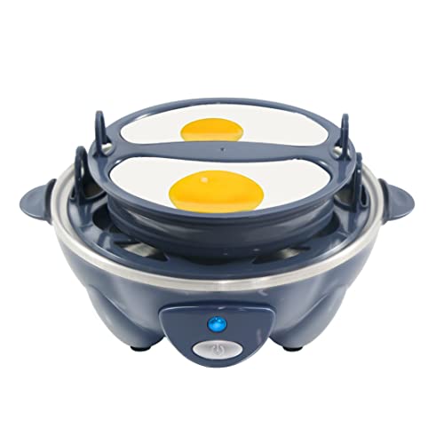 Elite Gourmet EGC710BG Cocedor Rápido de Huevos, 7 Huevos Hervidos Fáciles de Pelar, Duros, Medianos, Suaves, Escalfador, Máquina para Omelettes, Apagado Automático, Alarma, Folleto de 16 Recetas, Sin