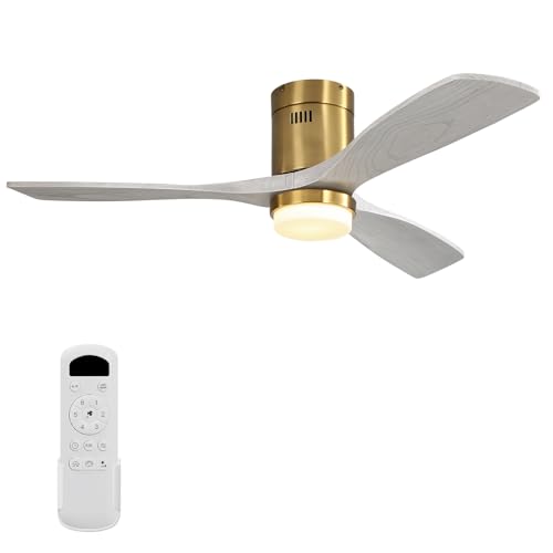 Image of Sofucor 52 Inch Low Profile Ceiling Fan with Light and Remote, Flush Mount