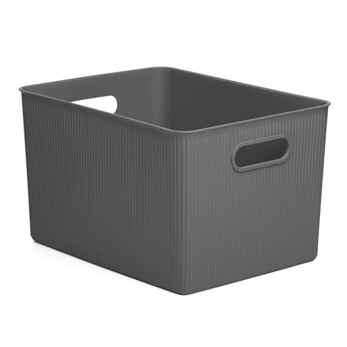 Tatay Cesta Almacenaje Plastico 22 L Baobab | Caja Organizadora | Asas Integradas | Diseño Compacto y Versátil | Plástico Libre de BPA | 29,4x38,5x23 cm, Gris