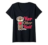 Photo Gallery donna her otter half - funny otter lover romantic couple pun jokes maglietta con collo a v Photo Gallery donna her otter half - funny otter lover romantic couple pun jokes maglietta con collo a v
