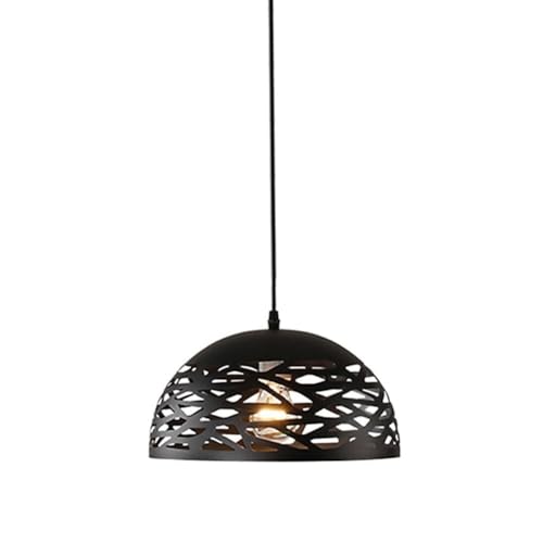 Lustre cuisine îlot au style rétro plafonnier salle à manger métal noir 40cm