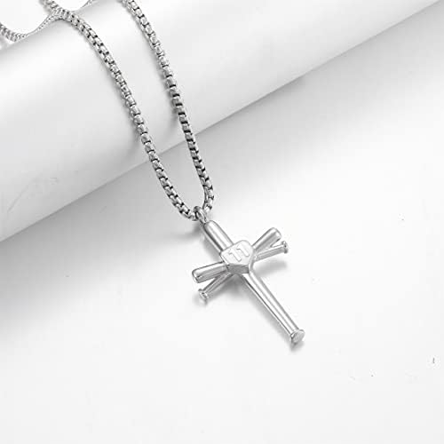 Baseball Cross Pendant Necklace 