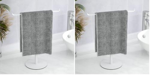 Image of Towel Rack T-Shape Hand Towel Holder for Bathroom, Headband Holder Organizer and Bathroom Towel Racks,Kitchen Towel Rack White Hand Towel Holder (Pack of 2)