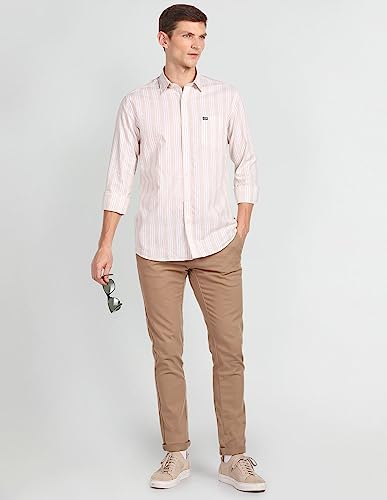 Image of Arrow Men's Vertical Stripe Atilde -Fil Slim Fit Shirt