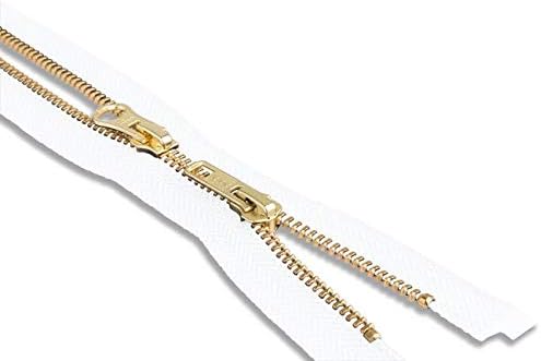 26" Brass Two-Way Jacket Zipper White Separating Zipper Zip for Sewing Craft image 2