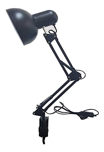 Lámpara de escritorio con abrazadera ajustable de 26 pulgadas de altura, lámpara de mesa de metal con brazo oscilante, cuello de cisne y pantalla giratoria de 360°, base E26 (bombilla no incluida 3