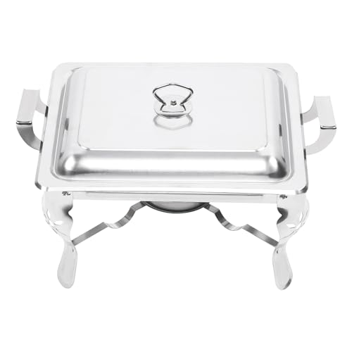 GCIUEMMH Edelstahl Warmhaltebehälter Speisewärmer mit Deckel - 6L Chafing Dish Buffet Set Wärmebehälter Edelstahl Chafer Catering Speisenwärmer Herausnehmbaren Buffetwärmer für Catering Party Hochzeit – Bild 3