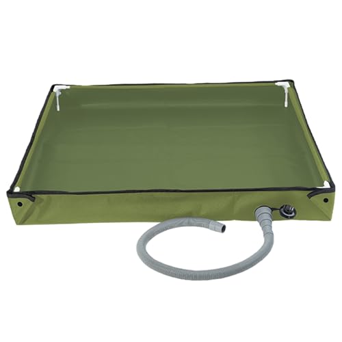 Csafyrt Portable Shower Pan, 31.5x31.5x3.9 Inch Foldable Outdoor Shower Floor with Detachable Drain Pipe, Ideal for Camping, Garden, Sand Toy, Pet, Car