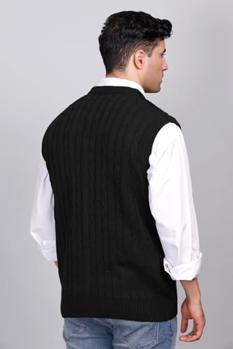 Image of V Neck Cardigans for Men - Woolen Sleeveless Sweater for Man Winter Wear