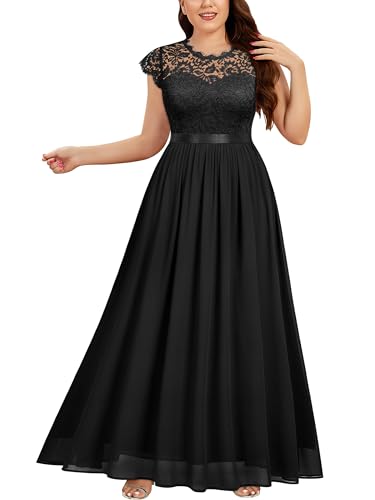 Miusol Women's Formal Floral Lace Plus Size Bridesmaid Party Maxi Dress