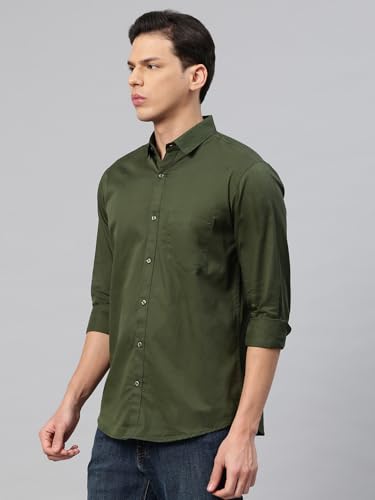 Image of Majestic Man Men's Cotton Slim Fit Solid Casual Shirt