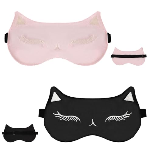 2Pcs Máscara de Ojos para Dormir Antifaz para Dormir con Los Ojos Máscara de Dormir Ajustable Adecuadas para Mujeres Hombres Niños