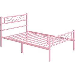Colchónes Individuales Usados Yaheetech Cama Individual para colchón Cama Metálica Cama con Espacio Almacenamiento Marco Estructura Metal Rosa 90 x 190cm