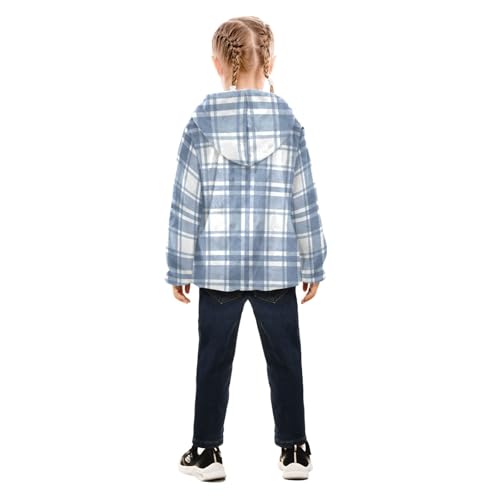 GuoChe Light Blue Plaid Tartan Sherpa Jacket4