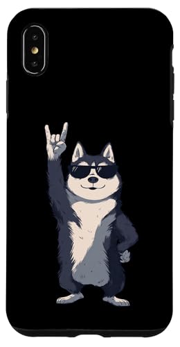 Cool Husky Rock On Funny Dog Lover Animal Graphic �V�x���A �X�}�z�P�[�X iPhone XS Max �p