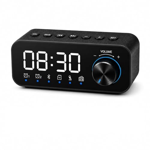 Image of Multifunction FM Radio Alarm Clock with Bluetooth Speaker | TF Card Support | Bedside, Living Room Digital Table Clock