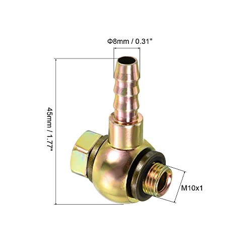 PATIKIL Hose Barb Fitting Elbow 8mm Barbed M10x1 Male Thread, Steel Pipe Adapter Connector, Gold, 8mm to M10x1 - Image 2