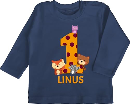 Baby Langarmshirt - Waldtiere 1 Jahr I 1. Geburtstag - 12/18 Monate - Navy...