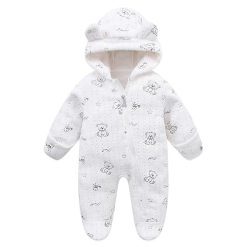 Surakey Unisex Baby Clothes Winter Coats Cute Newborn Infant Jumpsuit Snowsuit Bodysuits Registry with Zipper Bear Pattern