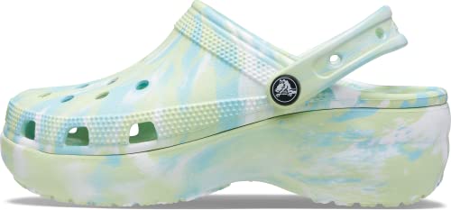 Image of Crocs Women's Classic Graphic Platform Clogs, Platform Shoes, Celery /Multi, 6 Women