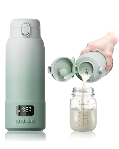 Image of Portable Bottle Warmer Extended Battery Life - Dual Heating Modes for Breast Milk & Water, 17 Ounces, Fast Heating, Ideal for Travel, Outdoor, Baby Shower, Green