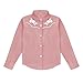 Girls Retro Long Sleeve Button Down Shirts Cowgirl Western Shirt Embroidery Blouse Tops Pink