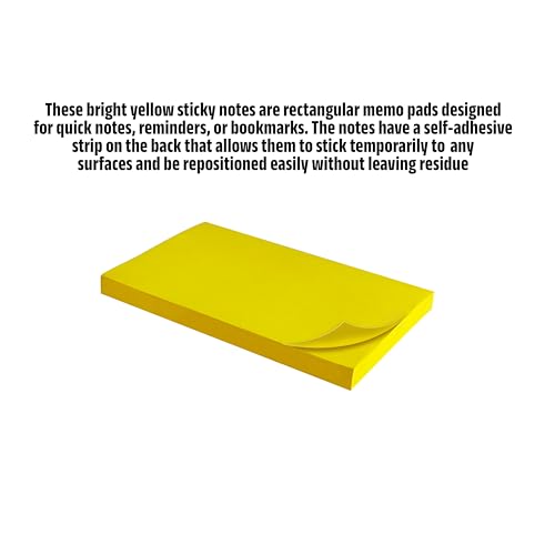 Image of Cubic Sticky Notes Yellow - Pack of 2 (3 inch x 5 inch Inches), Bright Self-Adhesive Note Pads for Quick Memos, Reminders & Office Use - Easy Peel, Residue-Free
