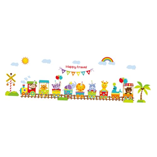 TOYANDONA Stickers Muraux Garçon et Train Autocollant Mural Amovible Dessin Décoration Chambre...