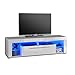 Produktbild GOAL Lowboard in Hochglanz Weiß mit blauer LED-Beleuchtung - hochwertiges TV-Board mit viel Stauraum für Ihr Wohnzimmer - 153 x 44 x 44 cm (B/H/T)
