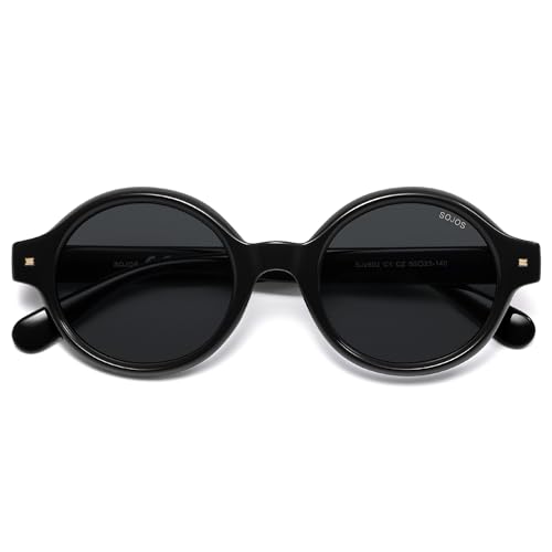 SOJOS Small Retro Round Polarized Sunglasses for Women Men, 80s 90s Vintage Hippie Sunnies SJ2602