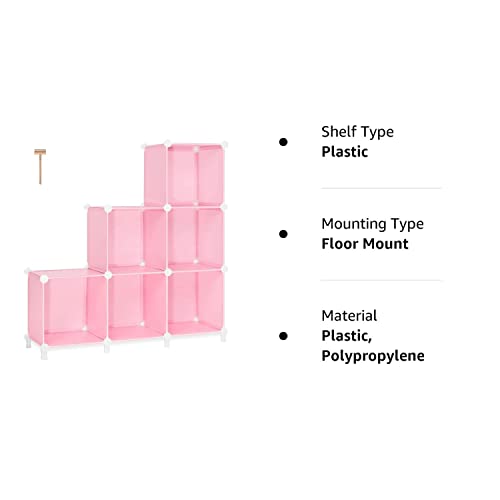 Tomcare Cube Storage 6-Cube Closet Organizer Storage Shelves Cubes Organizer Diy Bookshelf Bookcase Plastic Cube Shelf Clothes Storage Organizer Shelves For Bedroom Living Room Office, Pink #TOP7