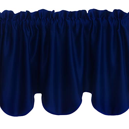 Aquazolax Window Scalloped Valances For Kitchen Blackout Decorative Scalloped Valance Curtain, 52Inch X 18Inch, Navy Blue, Single Panel #TOP2