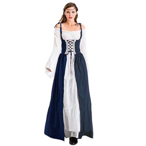 Robe médiévale à manches trompettes et costume victorien maxi pour femme
