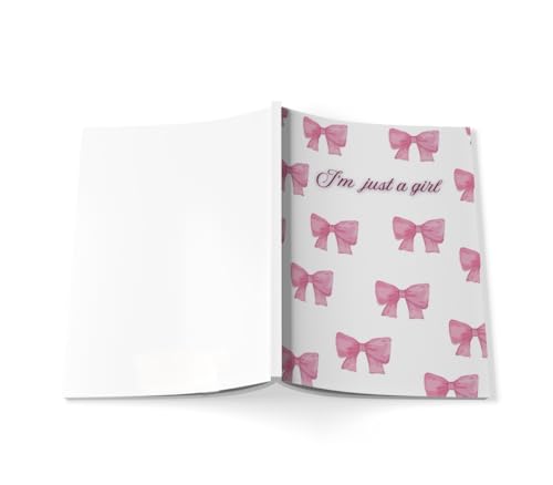 Image of A5 Unruled Soft Cover Diary For Girls - Pack of 2 | 95 GSM Thick Paper, 40 Sheets (80 Pages) | Pink Patchwork Bow Design & I'm Just a Girl Bow Pattern | Cute Journals for Writing & Sketching