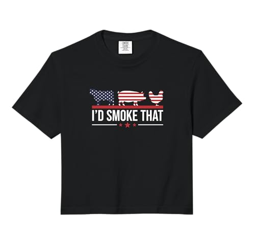 I'd Smoke that BBQ Smoking American Flag Grill Enthusiast Comfort Colors Crop Top
