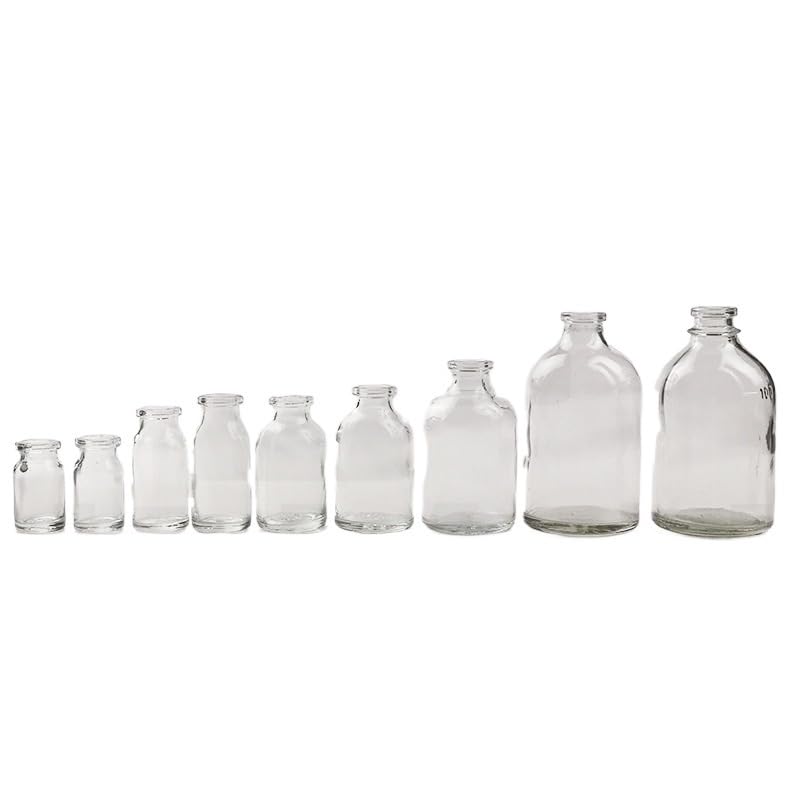 Lot de 20 flacons échantillons en verre 5-100 ml, ambré/transparent, bouchon caoutchouc + capsule aluminium à sertir, fioles étanches labo/cosmétique(Brown,10ml)
