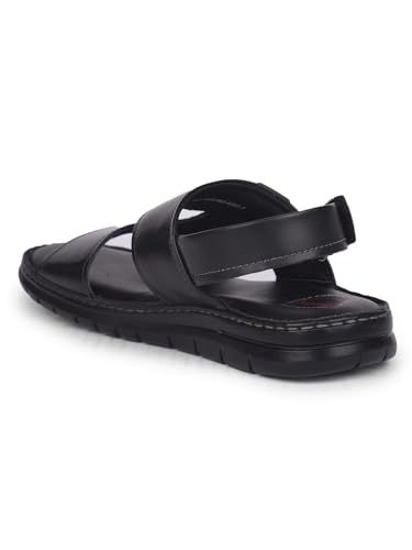 Image of Bata Mens 8616 NEW MOODY Black formal sandal | stylish cutout straps,velcro closure for a secure fit| Perfect for Formal Wear, Business Casual, and Parties |, Lightweight