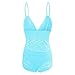 Women Fashion Print Mesh Lingerie Lace Lingerie Three Pieces Shorts Set Sexy Underwear Lace Maternity (Blue, XL)