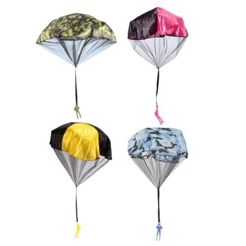 4 piezas paracaidistas juguetes, paracaídas niños, juguete de vuelo de lanzamiento de mano para regalos de cumpleaños infantiles, regalos de cumpleaños infantiles, juegos de parachute