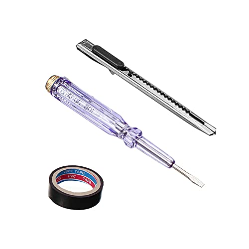 Fielect 1 Suit Circuit Tester Pen Assortment, Voltage Tester Detector Pen with Small Utility Knife, 5m Electrical Tape, 100-500V