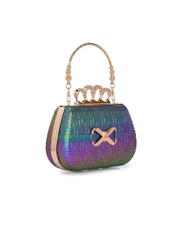Image of TOOBA Handicraft Pearl Embroidered Clutch Purse For Women with Trendy Design 4-ring Handle & Tassel