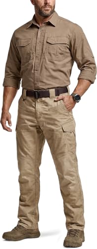 Image of CQR Men's Flex Ripstop Tactical Pants, Water Resistant Stretch Cargo Pants, Lightweight EDC Hiking Work Pants