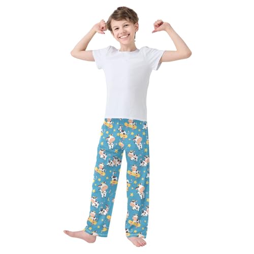 Vdsrup Cute Cow Pajama Pants Skateboard Stars Pajama Bottoms Soft Sleep Pjs Lounge Pants S