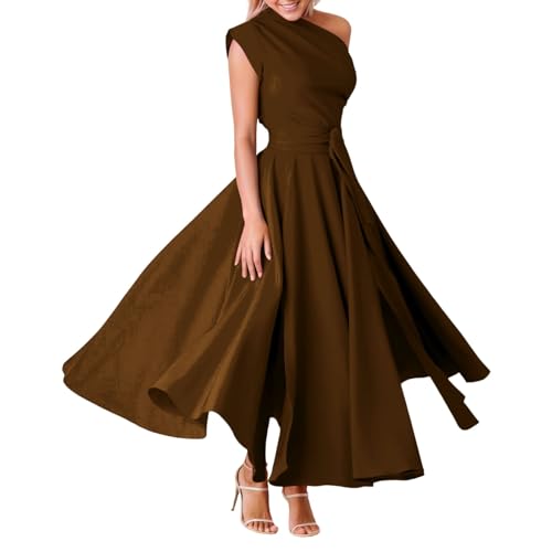 Robe asymétrique fluide et légère coupe d'été taille oscillante