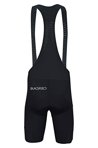 Foto von SUNDRIED Zyklus Mens Trägerhose mit Taschen-Luxus-Fahrrad-Kleidung Italienisch Stoff Rennrad MTB Bike (Schwarz, S)