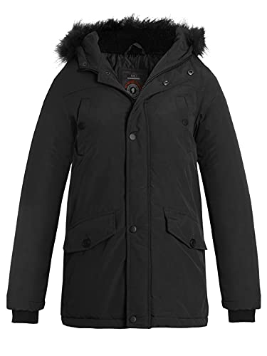 Image of SS7 New Boys Padded Parka Hood Coat Ages 7-13 Years (Age - 7-8, Black)